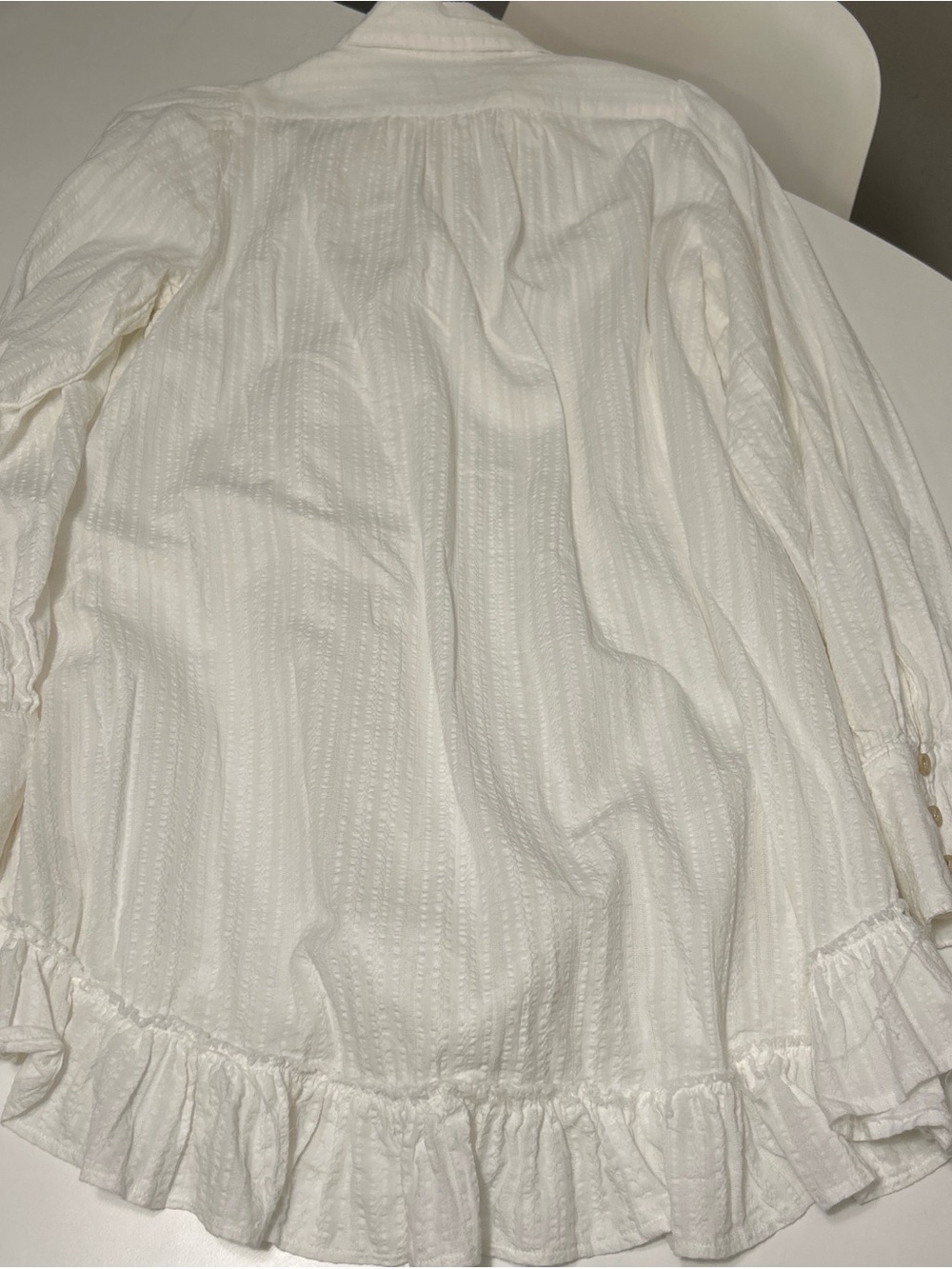 free people womens white ruffle long sleeve flowy summer mini dress small - Picture 6 of 8